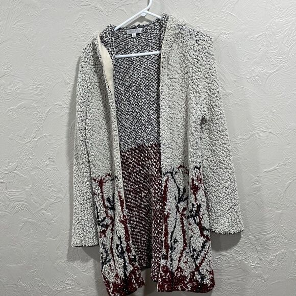 Solitaire boho chunky mid length hooded cardigan size large - Picture 1 of 7
